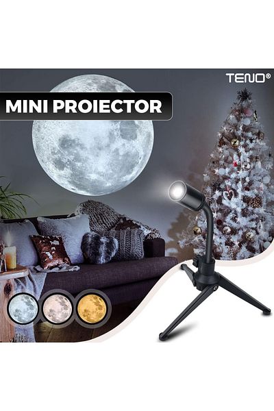 Teno Teno® Mini Projector, Moon/Earth projection, USB connectivity, matte black