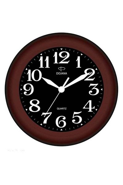 dojana Round Shape Analog Wall Clock Brown/Black
