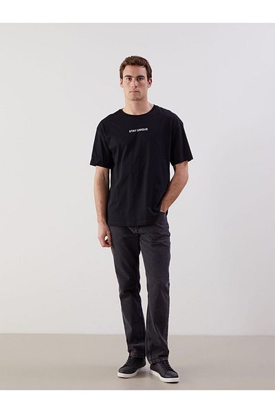 LC Waikiki Ανδρικό μπλουζάκι LCW ECO Crew Neck με στάμπα από βαμβακερό χτενισμένο
