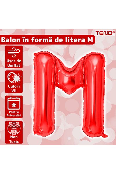 Teno Teno® Letter M Balloon, foil, red, 40 cm