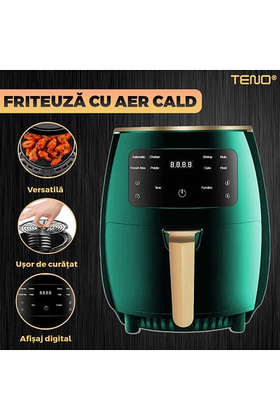 Teno Friteuza Fara Ulei Air Fryer Teno®, capacitate 6 L, 220 V, culoare verde