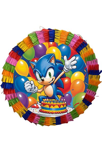 OEM Party pinata, 35 cm, multicolor Sonic model + 5/6 years old Birthday T-shirt