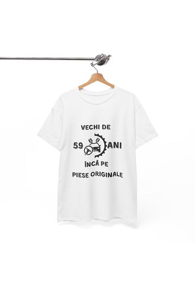 OEM Tricou personalizat barbati, negru, 59 ani si inca pe piese originale pentru aniversare, marimea L