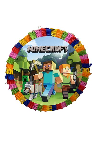 OEM Party pinata, 35 cm, multicolor Minecraft pattern + 3/4 year old Birthday T-shirt