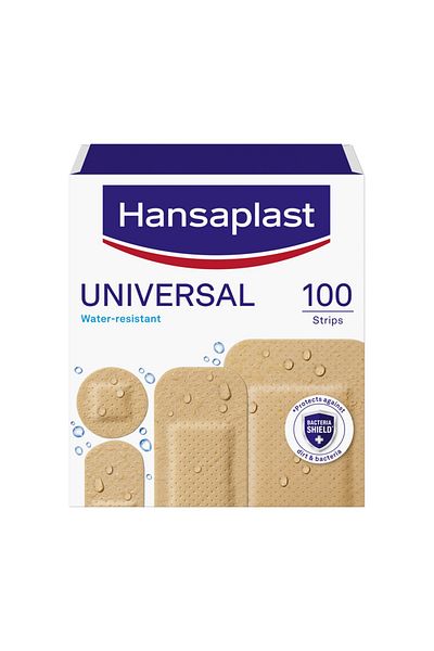 Hansaplast Universal Plasters Water-Resistant & Strong Adhesion 100pcs
