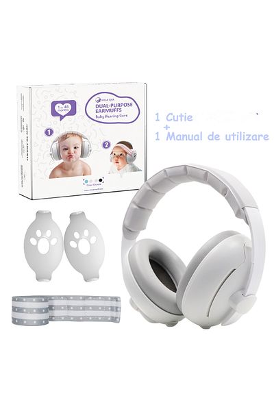 WePro Store 2-in-1 Baby Ear Muffs 3–48M – 25dB Noise Canceling, Soft and Classic Band, White