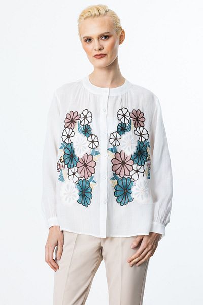 Ekol Floral Embroidered Linen Blouse