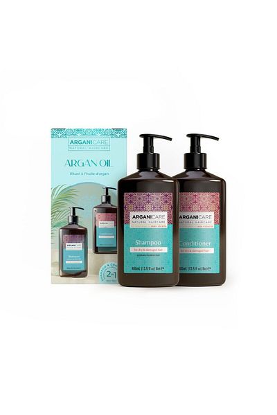 Arganicare Argan Oil and Shea Butter Shampoo & Conditioner Set for dry or damaged hair, Aganicare, 400 ml x2