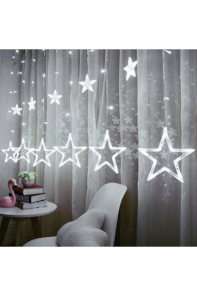 Teno Teno® Curtain Christmas Installation, 3x3 m, 8 light effects, 12 figurines, cool white