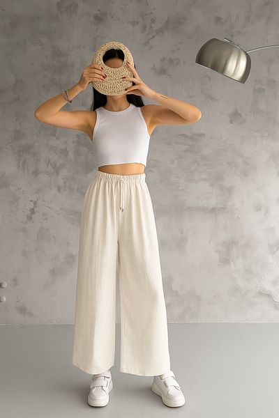 Oasis Relaxed Fit Standard Size Loose Airobin Pantalon with Elastic Waist