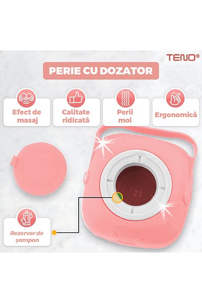 Teno Perie din Silicon cu Dozator Teno®, pentru oameni/animale, silicon sigur, reutilizabila, roz
