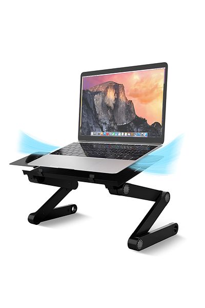 Teno Masuta pentru Laptop 2 in 1 Teno®, reglabila pe inaltime, multifunctionala, 42 x 26 cm, negru