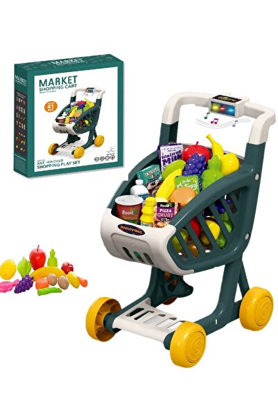 WePro Store Cărucior de cumpărături pentru copii cu lumini, sunete, 41 de acc...