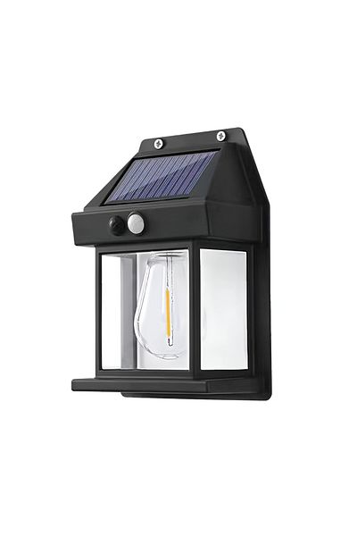 Teno Lampa Solara de Perete LED Tip Felinar Teno®, IP65, Waterproof, exterior, negru