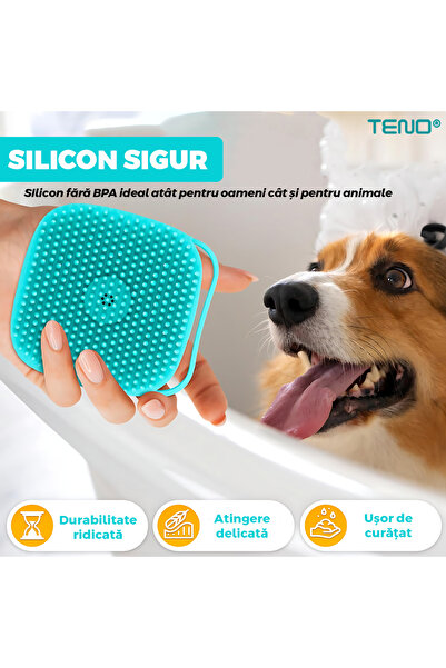 Teno Turquoise Silicone Animal Brush