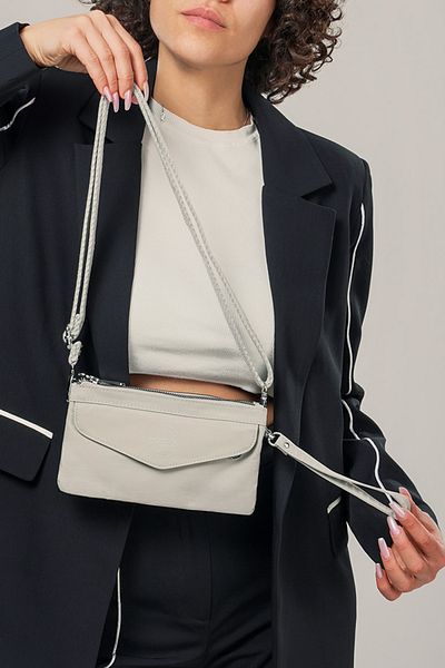 Getcho Kolek Light Gray Women's Crossbody Bag Small Size Zippered Waterproof Minimal Model for Daily Use
