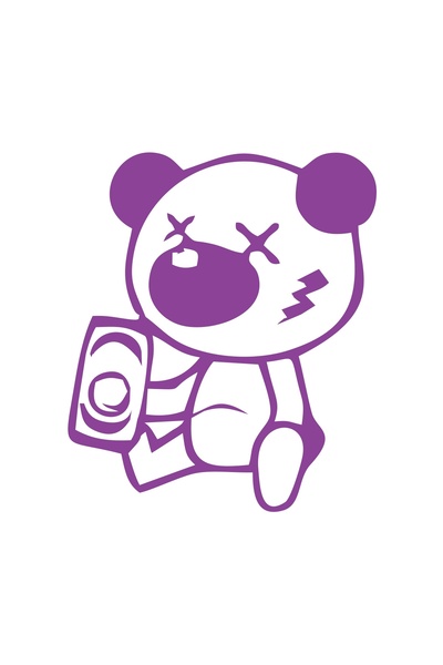 Reysa Tasarım ملصق الباندا السكران 17x17 سم أرجواني