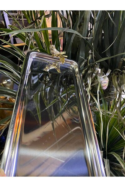 elif aksesuar Metal Rectangular Presentation Tray with Bird