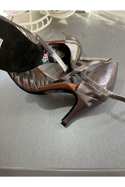 bitangosu Anthracite 7 Stripes Closed Heel Tango-Dance and Salon Shoes 7 cm (11Pont) Tango Heel