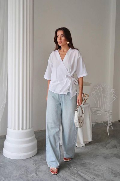 hedef giyim Double Breasted Tie-Up Short Sleeve Blouse