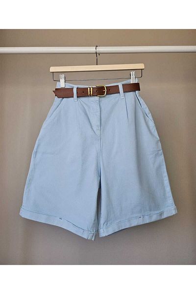 Telablanka Belted Lycra City Size Shorts_Blue