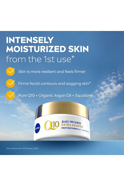 NIVEA Q10 Plus C Anti-Wrinkle and Energy Day Face Cream Vitamin C SPF 15, 50ml, Pack of 2