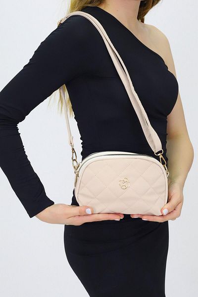 Weynes Cream Women's Ring Patterned Hand & Shoulder Bag Wsb5014