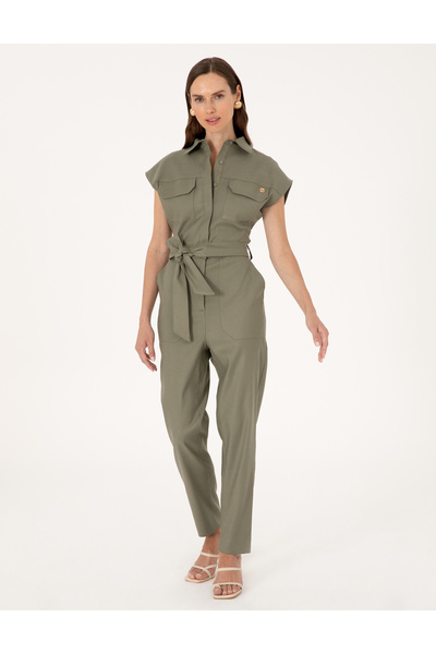 Pierre Cardin Khaki Woven Jumpsuit 50301185-Vr027