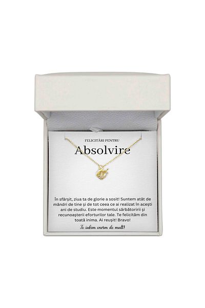 The Jewel Heart Colier Cadou De Suflet – Pentru Fiica Absolventă, Argint 925 Placat Aur 14K