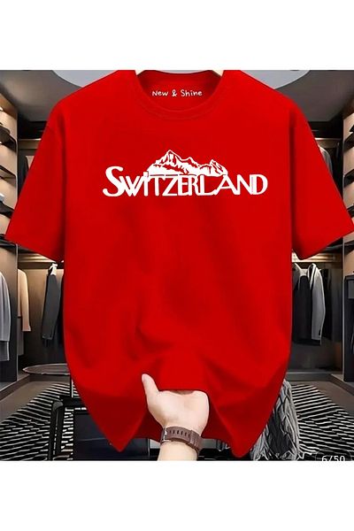 New Shine 1 T-Shirt Is a Gift for Purchases of 6 or More in the Cart - Switzerland Printed Oversize T-Shirt