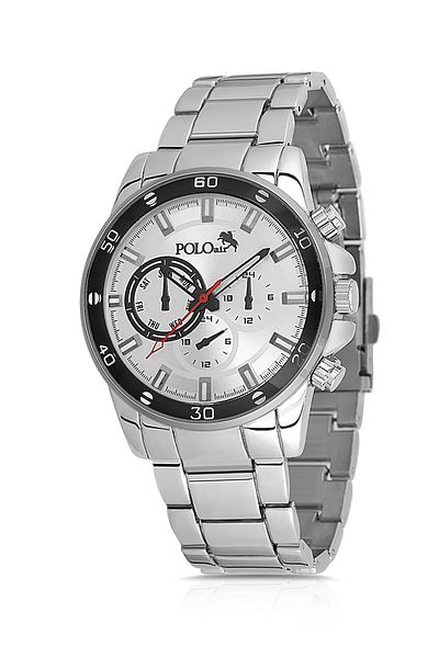 Polo Air Sport Case Classic Metal Case Men Wrist Watch Silver Color Pl-0995E5X