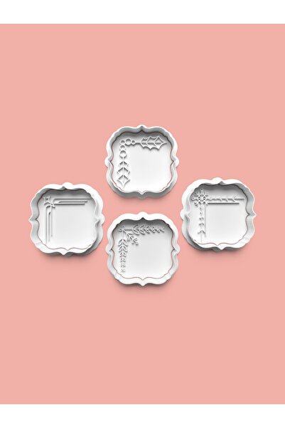 AKTASTORE مجموعة قوالب البسكويت وقوالب عجينة السكر المزخرفة مكونة من 4 قطع