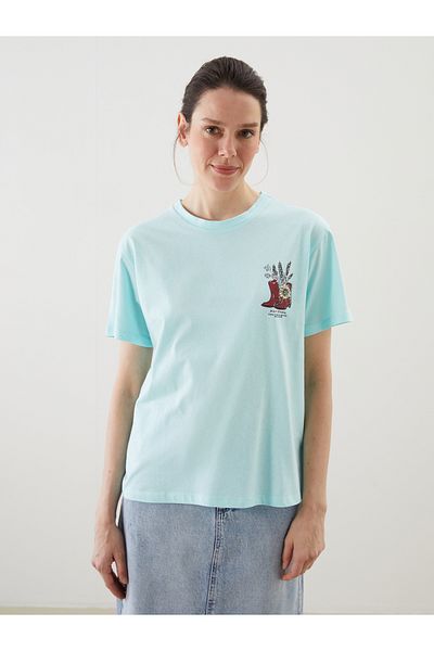 LC Waikiki Γυναικείο μπλουζάκι με στάμπα Crew Neck