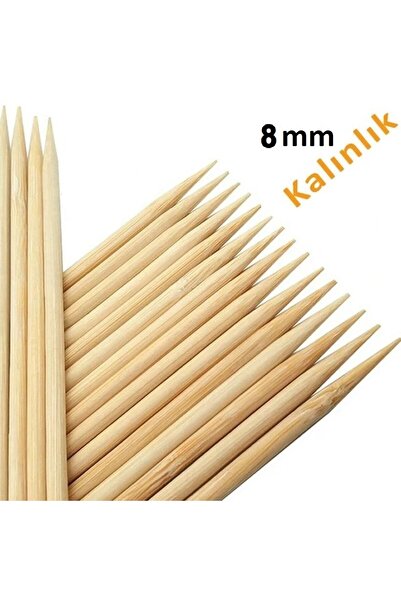 Hayal Sepeti Bambu 8mm Kalın Ahşap Çöp Şiş Çubuğu 40 Cm - 20 Adet