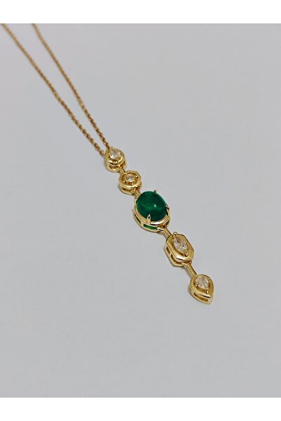 youngsem Y Necklace Green Olips Stone Steel Necklace Trend Women's Necklace