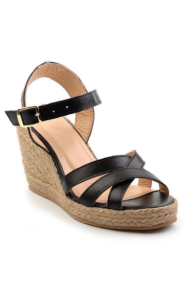 Bambi Black Leather Women's Sandals K05718071303