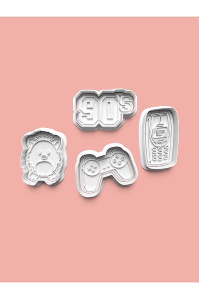 AKTASTORE قالب الكوكيز وقوالب عجينة السكر بتصميم التسعينيات، مجموعة من 4 قطع ...