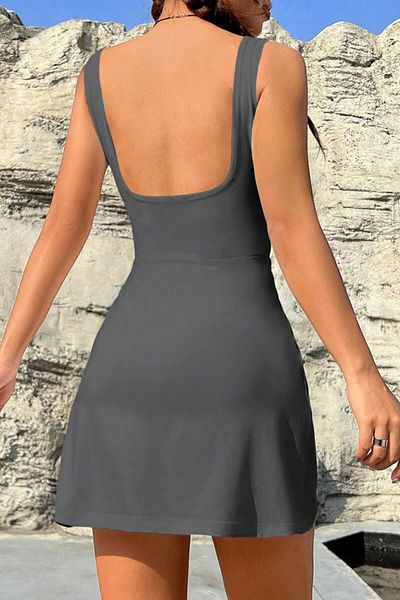 World Fashion Trends Strappy Square Neck Mini Dress with Shorts Jt7066