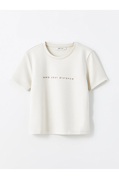 LC Waikiki طاقم الرقبة المطبوعة تي شيرت المرأة