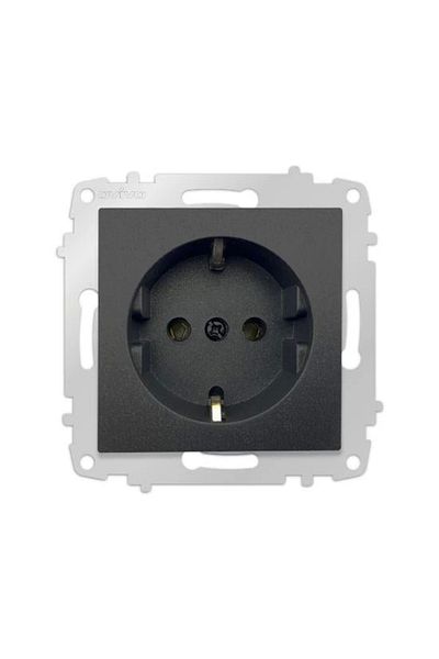 LiderGlobal Metallic black grounded socket frameless grano - compatible frame for socket and switch