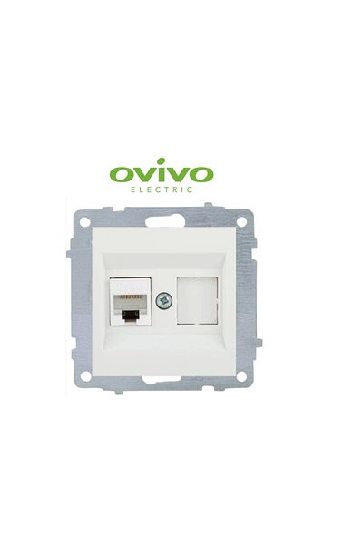 LiderGlobal White data socket without jack frameless grano - compatible frame for socket and switch