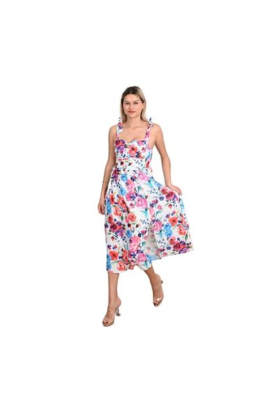 ADROM Adrom Dress, Floral Print, Straps, Multicolor, S