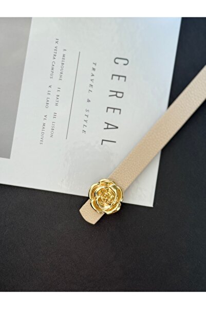 TABA BUTİK حزام نسائي بإبزيم وردي ذهبي