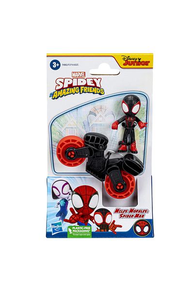 Hasbro SPIDERMAN SET MOTORCYCLE AND MILES MORALES SPIDER MAN FIGURINE 6CM