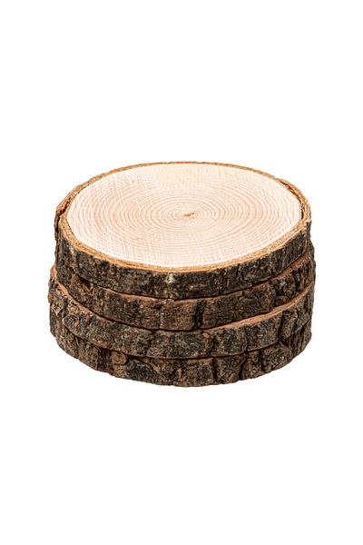 Secret de Gourmet Set of 4 glass coasters, Bark, wood, 10 x 1.3 cm