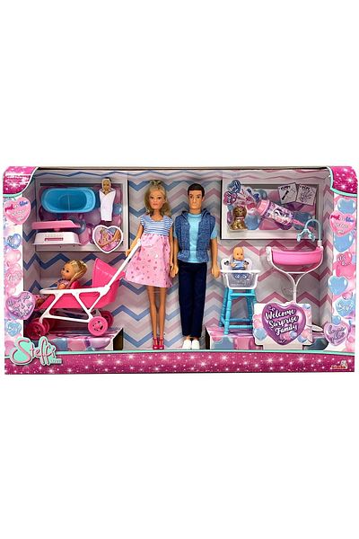 Simba STEFFI LOVE FAMILY SET WITH NEWBORN BABY SURPRISE