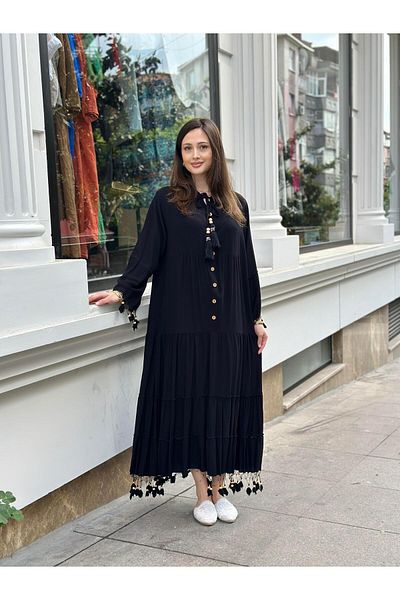 Ranasubaşı Tassels at the Ends Viscose Dress