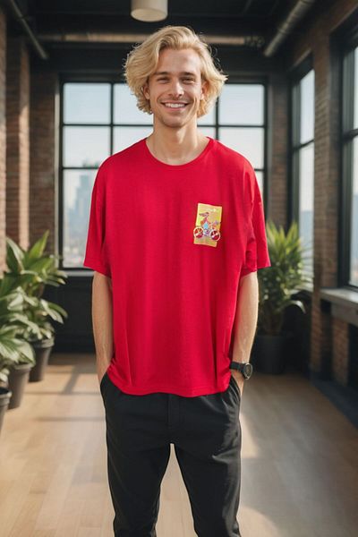 CANMODA Pedal Companion Oversize T-Shirt - Red