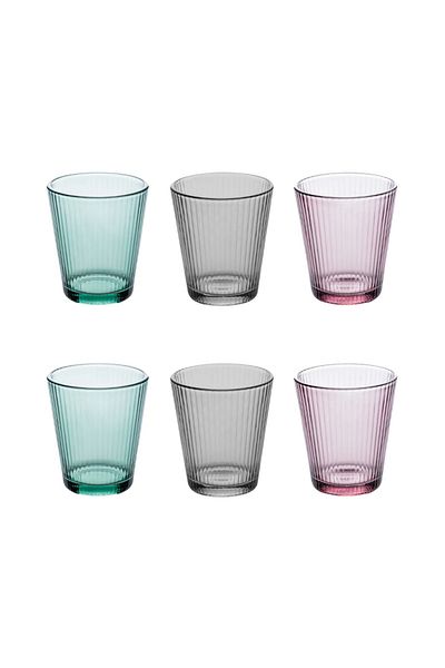 FLORINA Set de 6 pahare MALEAU, sticlă, multicolore, 240 ml