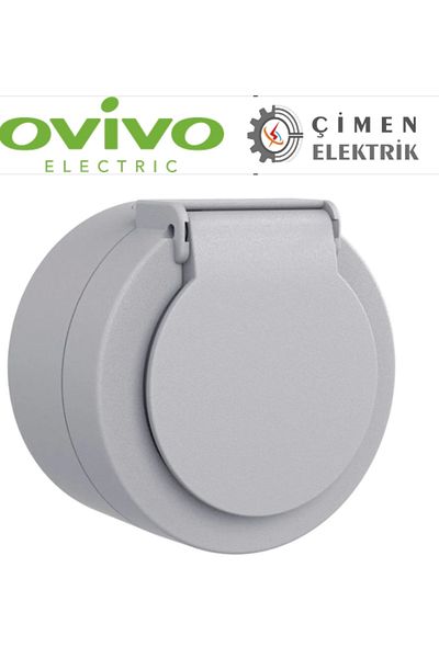 LiderGlobal Gray Covered Grounded Socket Surface Mounted